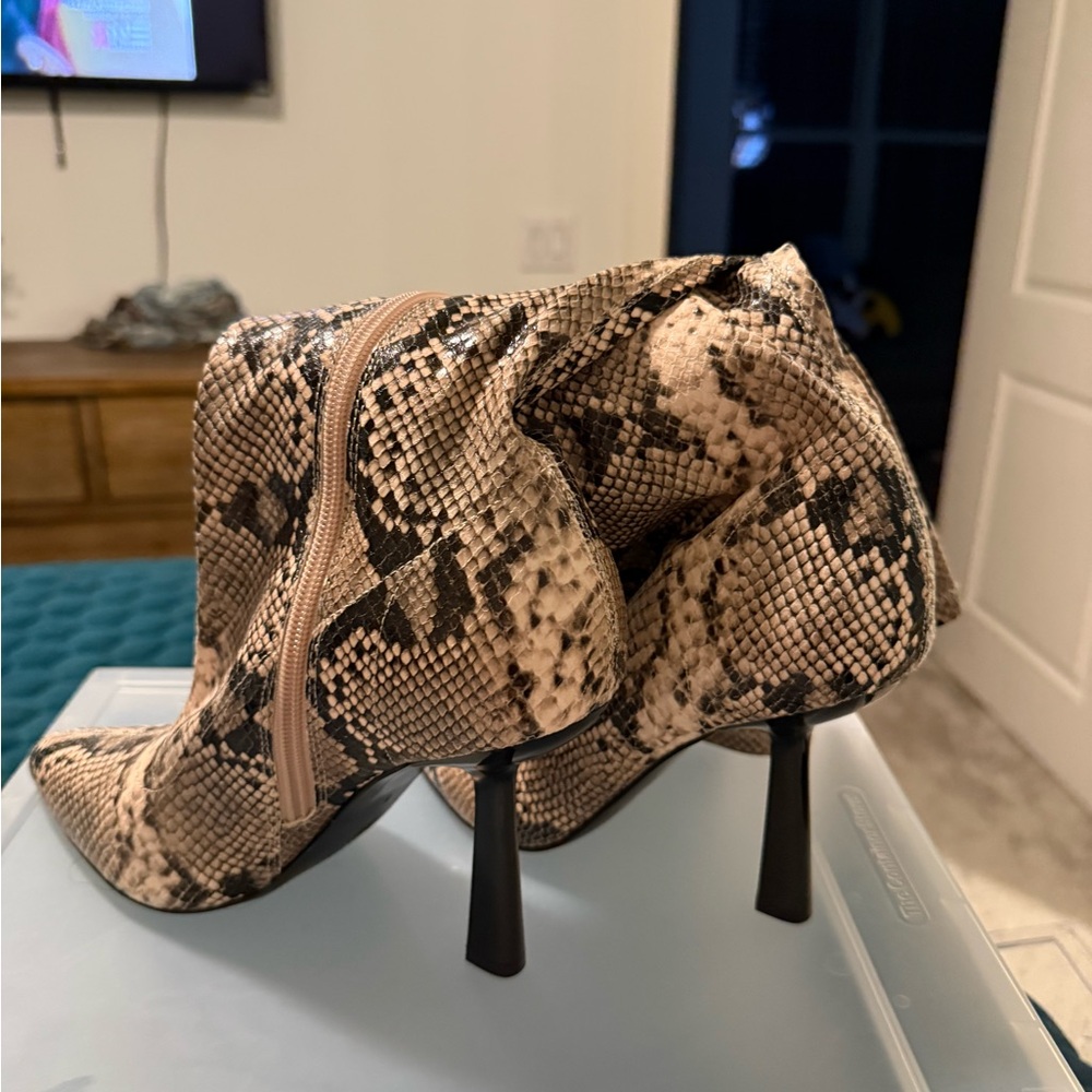 BCBG Snakeskin Heeled Boots - Picture 4 of 5